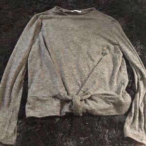 Grey long sleeve with knot in front